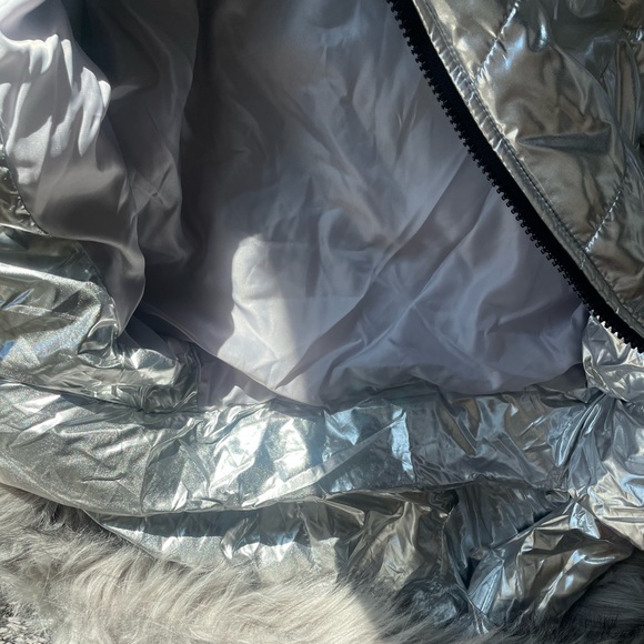 - -❄️ Women  SILVER Winter Onesies Ski Suit Fur Collar Ski Jumpsuit Snowsuit NEW - Picture 15 of 17